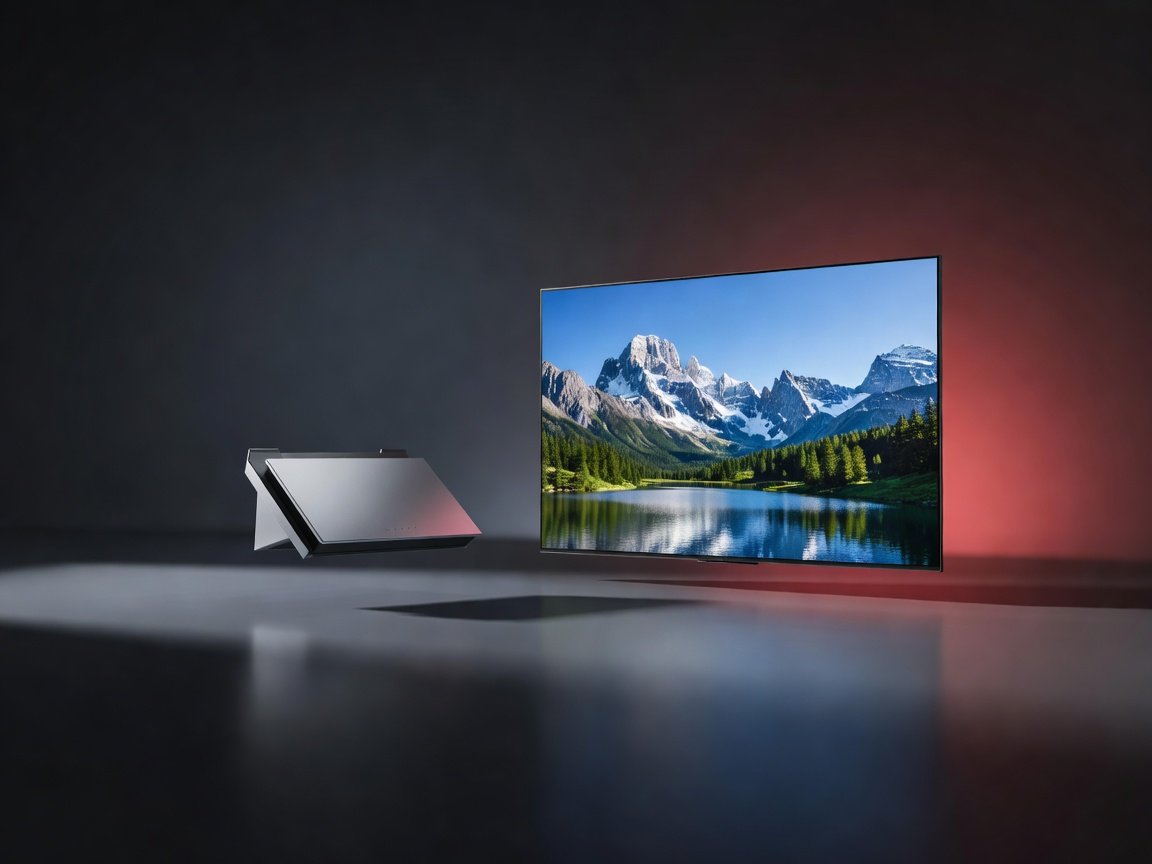 TV-Gerät und A1 Modem in dunkler Studioumgebung